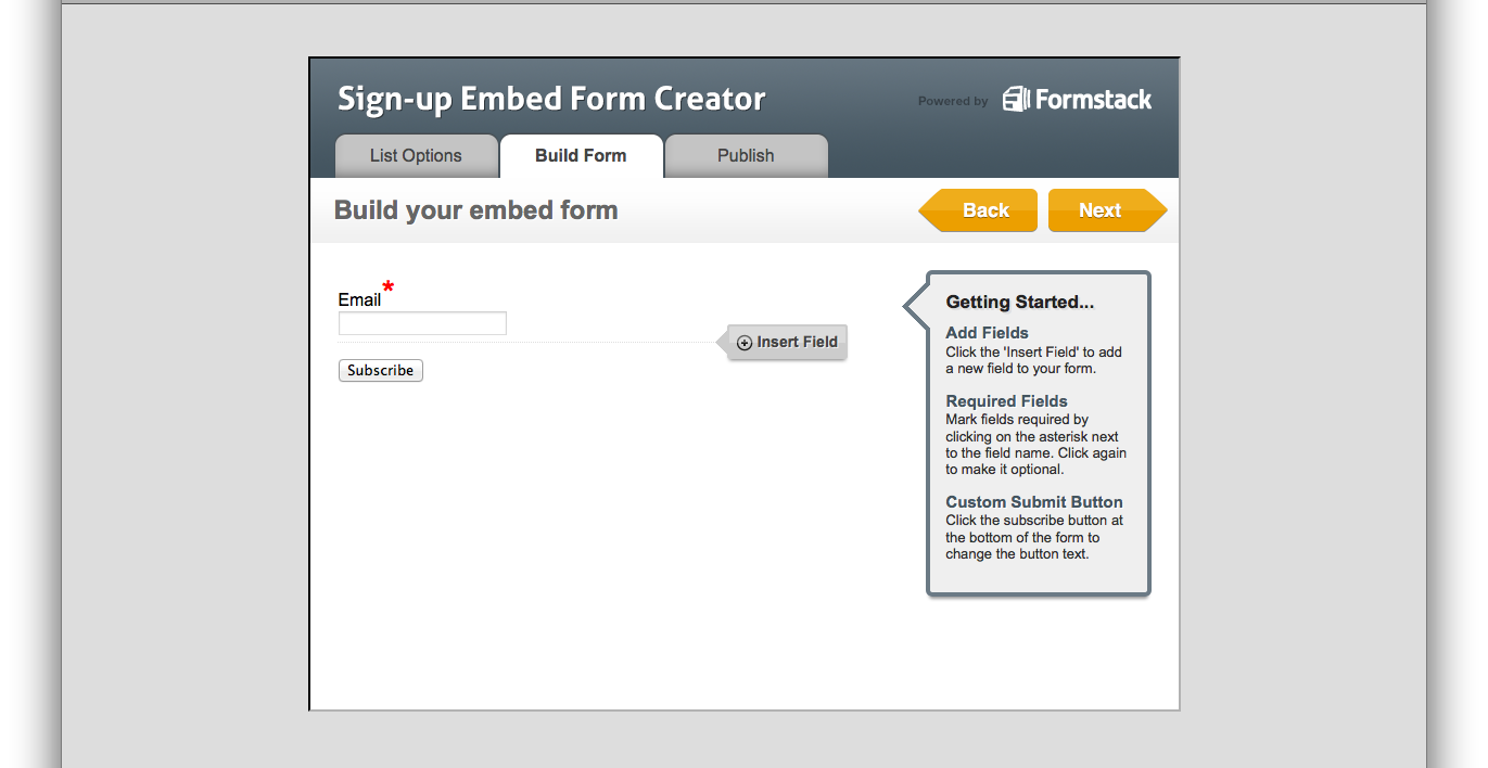 Embedded Form Wizard